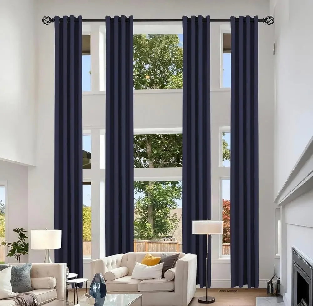 NIB KNEOQIT Extra Long Blackout Curtain Navy 52x156 13FT Grommet